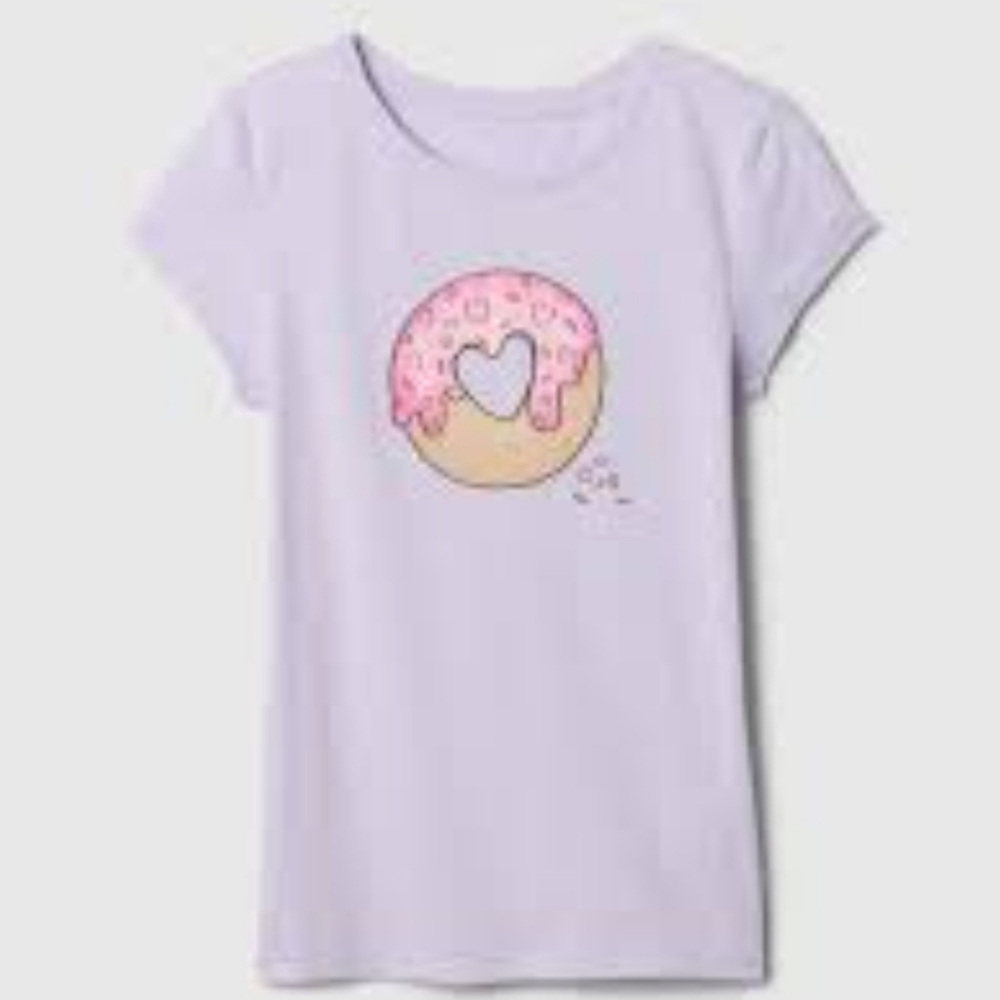 Purple T-Shirt with Pink Donut Design Girls 10